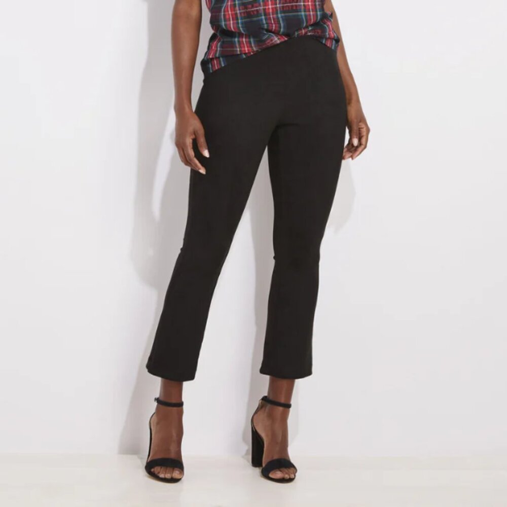 Vineyard Vines Faux Suede Kickflare Pants Women's Jet Black Size 6 NWT